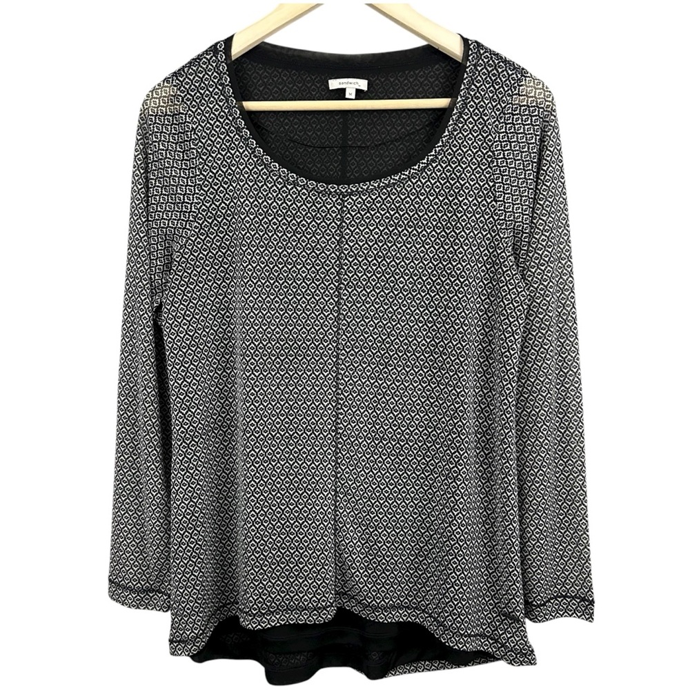 Sandwich Black and White Patterned Top Size Medium